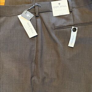 New OakHill Dxl Dress slacksWithTags Brown ElegantSoftPlaidPatternFlatFront50/30